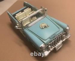Vintage Tin Toy Car Ford V8 66 Blue Pale Toy Vehicle for Garage Decor Retro