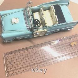 Vintage Tin Toy Car Ford V8 66 Blue Pale Toy Vehicle for Garage Decor Retro