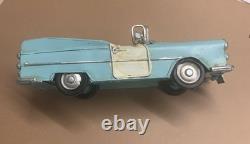 Vintage Tin Toy Car Ford V8 66 Blue Pale Toy Vehicle for Garage Decor Retro