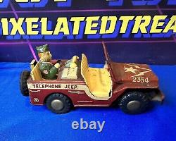 Vintage Tin Toy Car Telephone Jeep 2354 J-38 Daiya Japan Rare