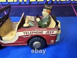 Vintage Tin Toy Car Telephone Jeep 2354 J-38 Daiya Japan Rare