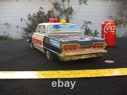 Vtg 1963 Chevy Impala Highway Patrol Police Tin Toy Car Japan Og Goon Squad Rare