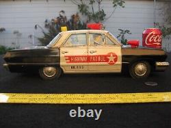Vtg 1963 Chevy Impala Highway Patrol Police Tin Toy Car Japan Og Goon Squad Rare