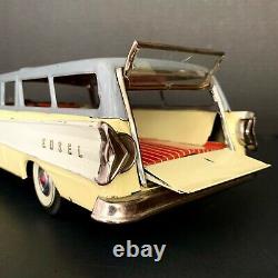 Vtg Ford Edsel Station Wagon 2 Door Tin Friction Toy Car 1950s Made in Japan