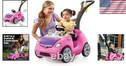 Whisper Ride II Pink Ride-On Push Toy Car with Seat Belt & Easy Storage