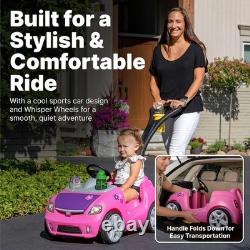 Whisper Ride II Pink Ride-On Push Toy Car with Seat Belt & Easy Storage