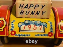 YONEZAWA JAPAN Happy Bunny Tin Toy Car Circa 1957 YONE AA-93